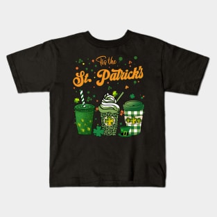 Tis the St Patrick's day drink coffee latte Kids T-Shirt
